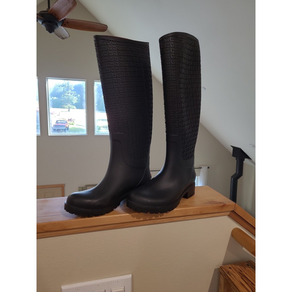 Tommy‎ Hilfiger Raindrop Women's SZ 6 black tall waterproof boot